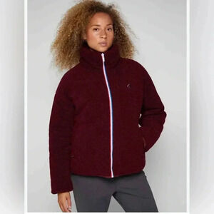FourLaps Women’s Polar Quilted Sherpa Reversible PufferJacket Burgundy Medium